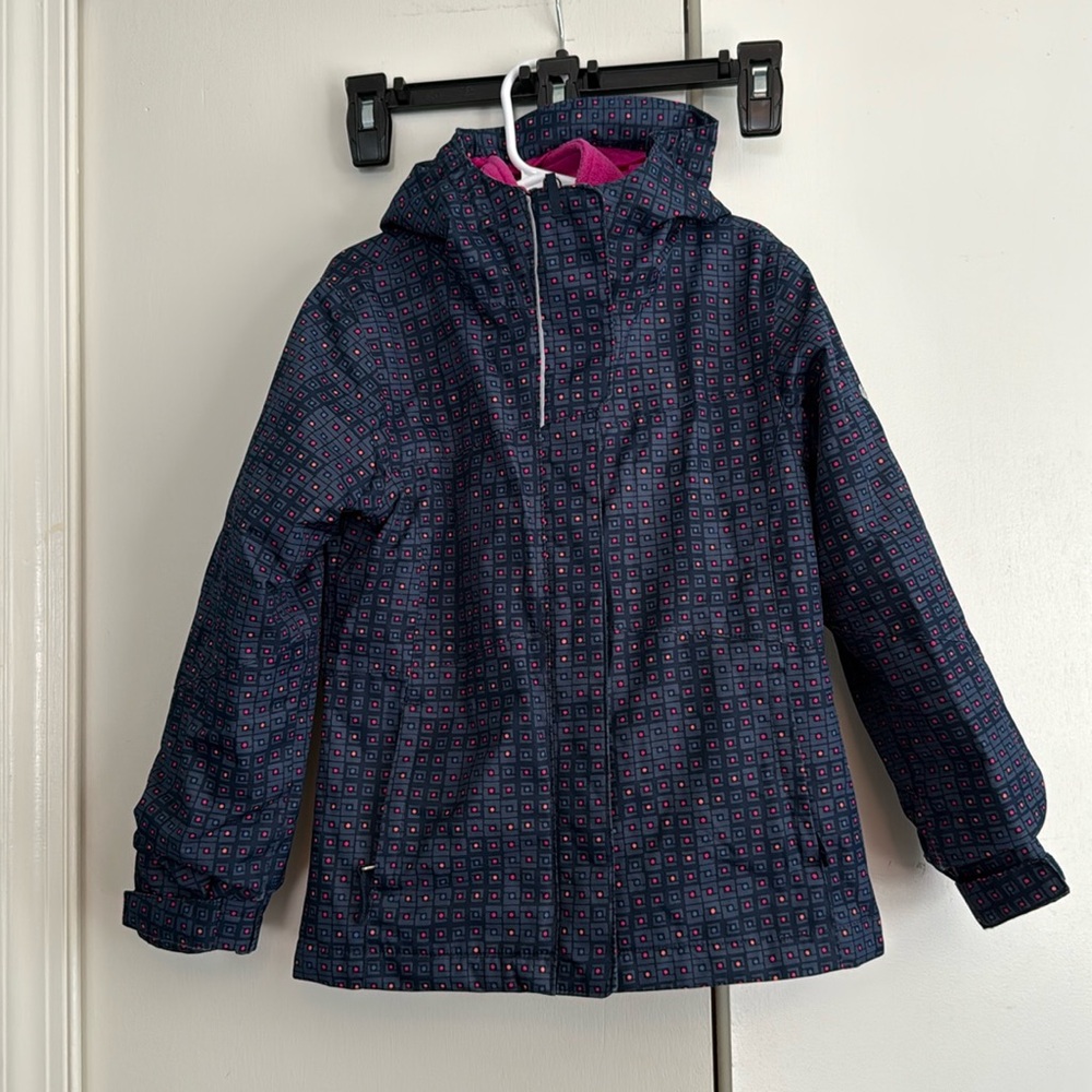 Columbia Kids Fleece Lined Jacket | Blue Pink Dot Pattern | Size XS